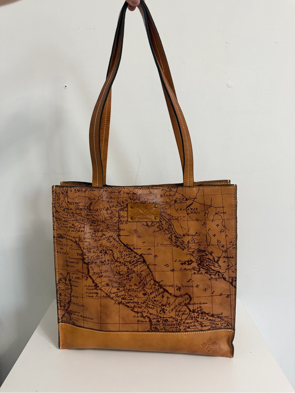Vintage Patricia Nash genuine Italian leather map bag